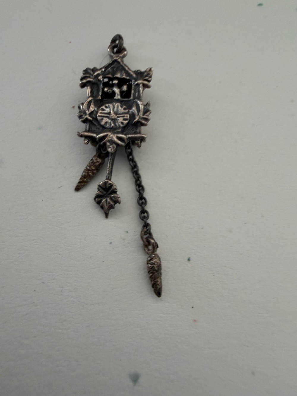 Vintage Cuckoo Clock Dangle Pendant -